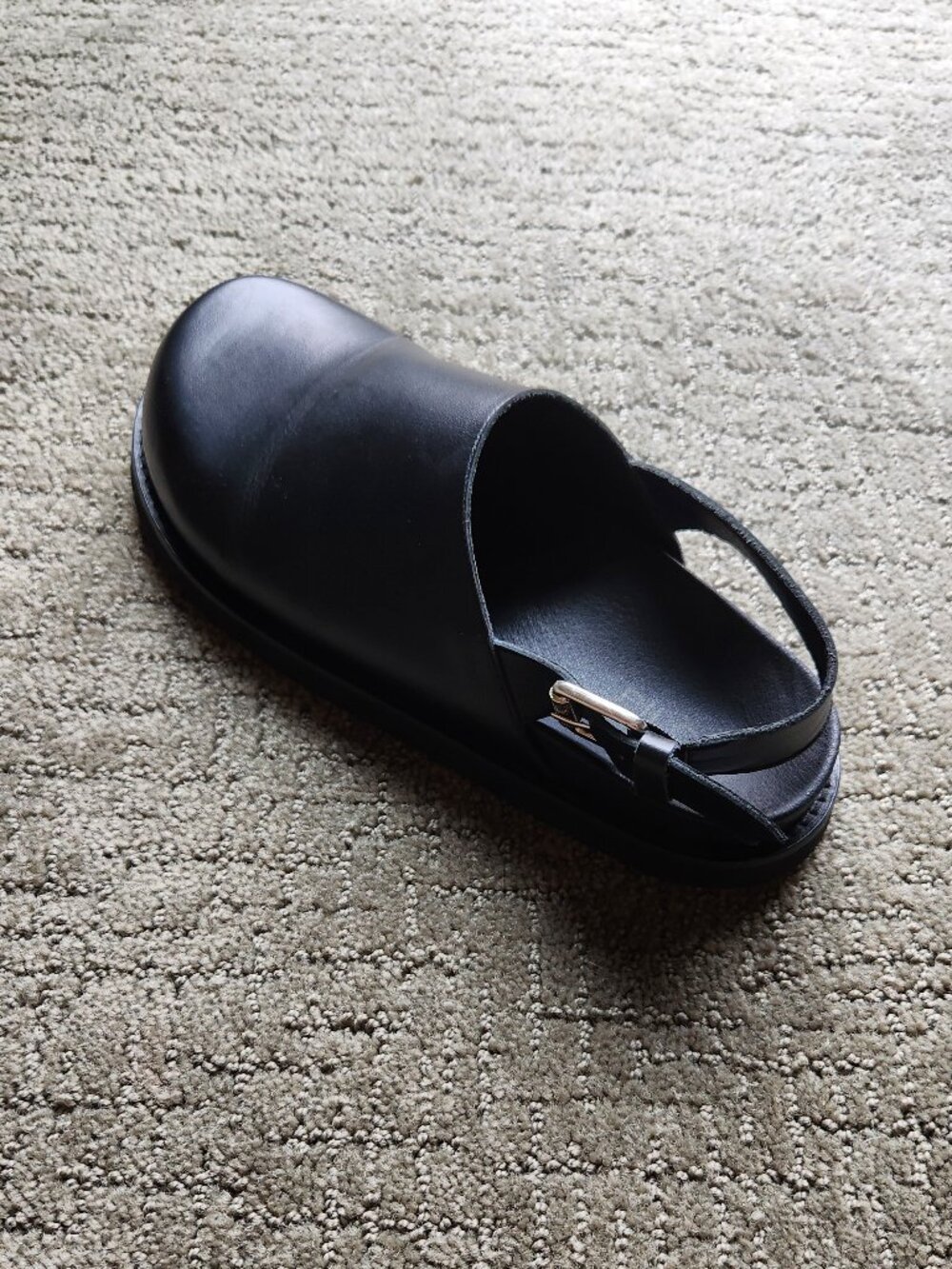 PILCRO ANTHROPOLOGIE Black Leather Slingback Buckle Mules Clogs Size 39 | 9 - Picture 6 of 8
